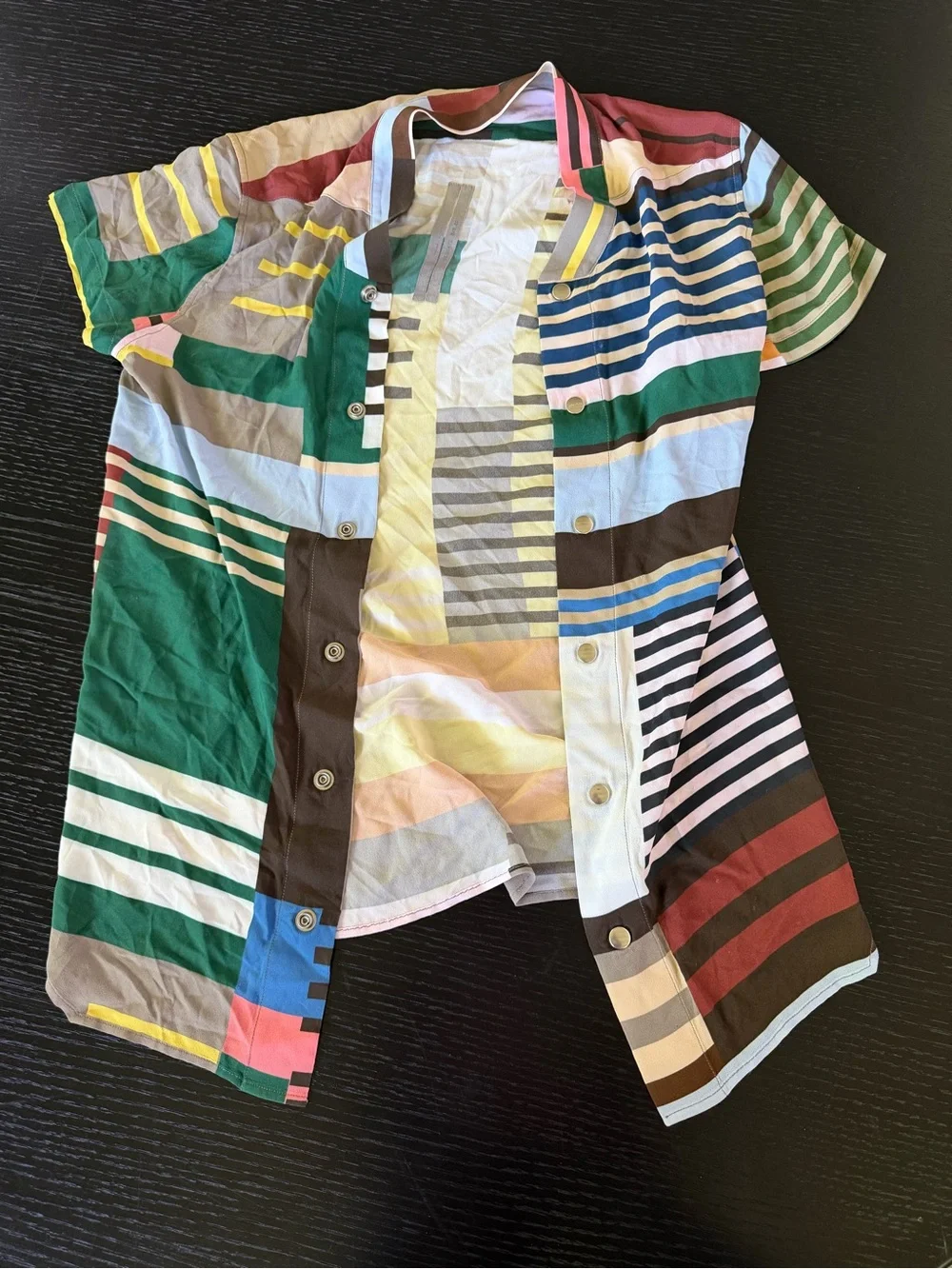 Rick Owens Multicolor Striped Short-Sleeve Button-Down Shirt - Picture 1 of 4